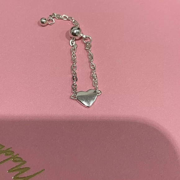 Ring heart chain 925 genuine adjustable womens - Picture 6 of 8